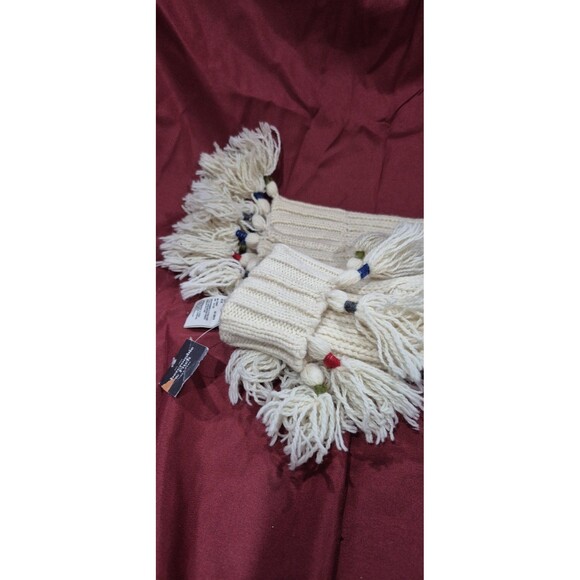 NWT Abercrombie & Fitch Knee High Cable Knit Leather Bottom Boho Tassel Slippers - Picture 5 of 6